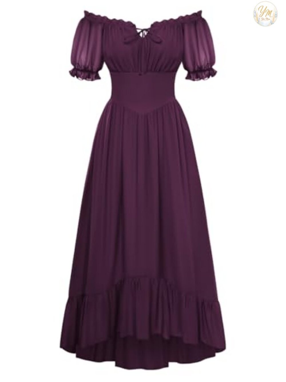 Off Shoulder Chiffon Maxi Dress Corset Waist Pockets